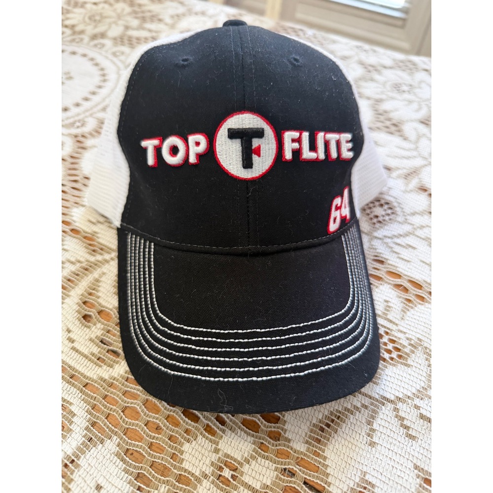 Top-Flite Golf Trucker Hat Mens Black Mesh Snapback Adjustable Cap 64 Logo NEW